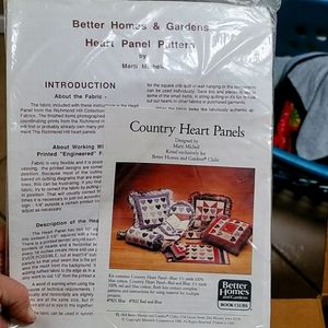 Country heart panels, quilting supplies